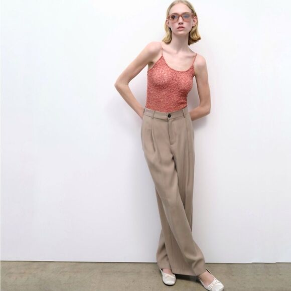 Zara Pink Lace Mesh Bodysuit - Picture 6 of 6